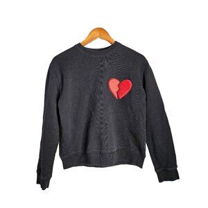 2/$35- MSGM Felpa Red Broken Heart Black Sweatshirt Size L